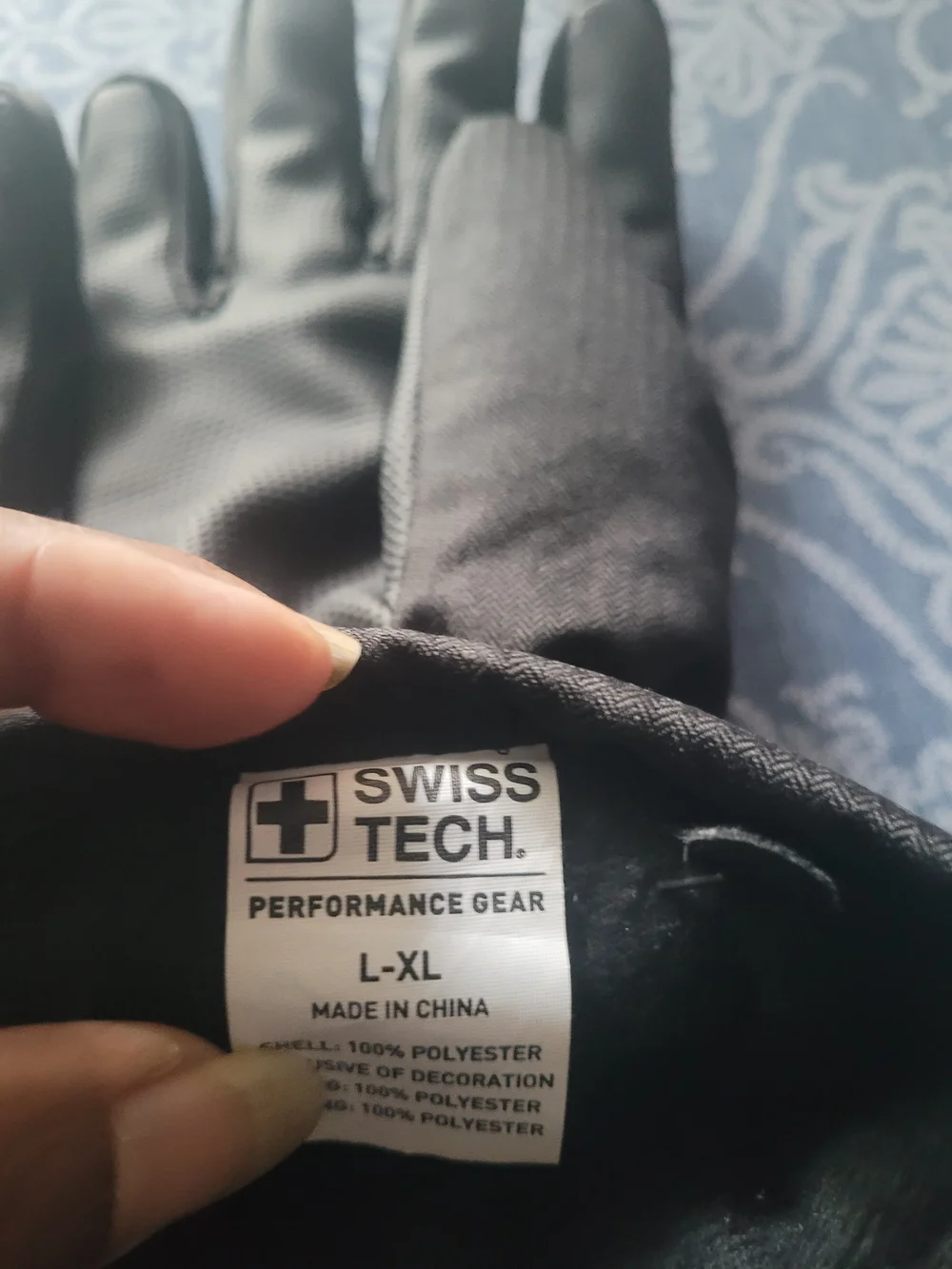 Swiss Tech Black Performance Winter Gloves